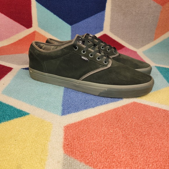 Vans Atwood Low Forest Green Suede Skate Shoes Mens Sneakers Olive Sole Size 13